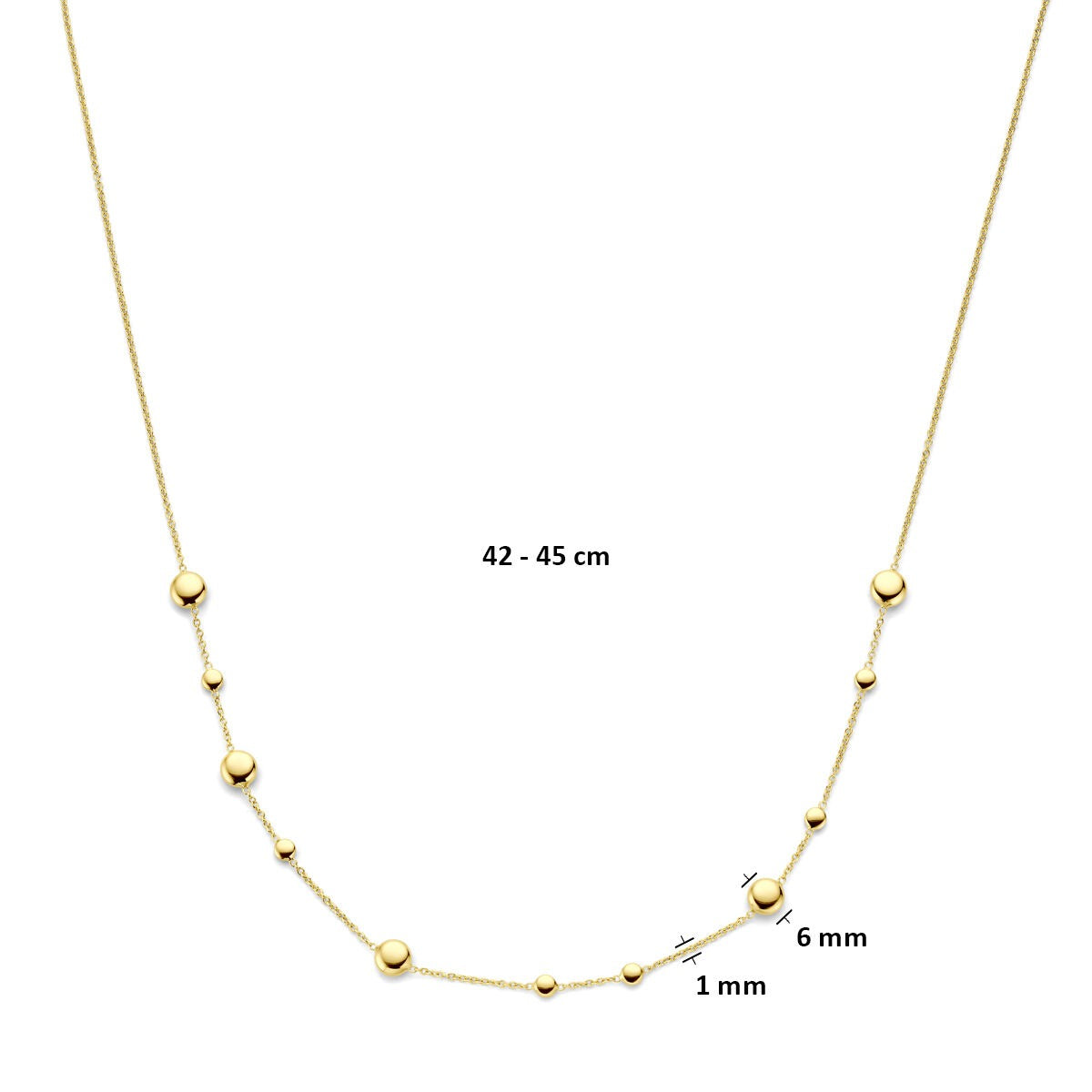 collier 42 - 45 cm or jaune 14K