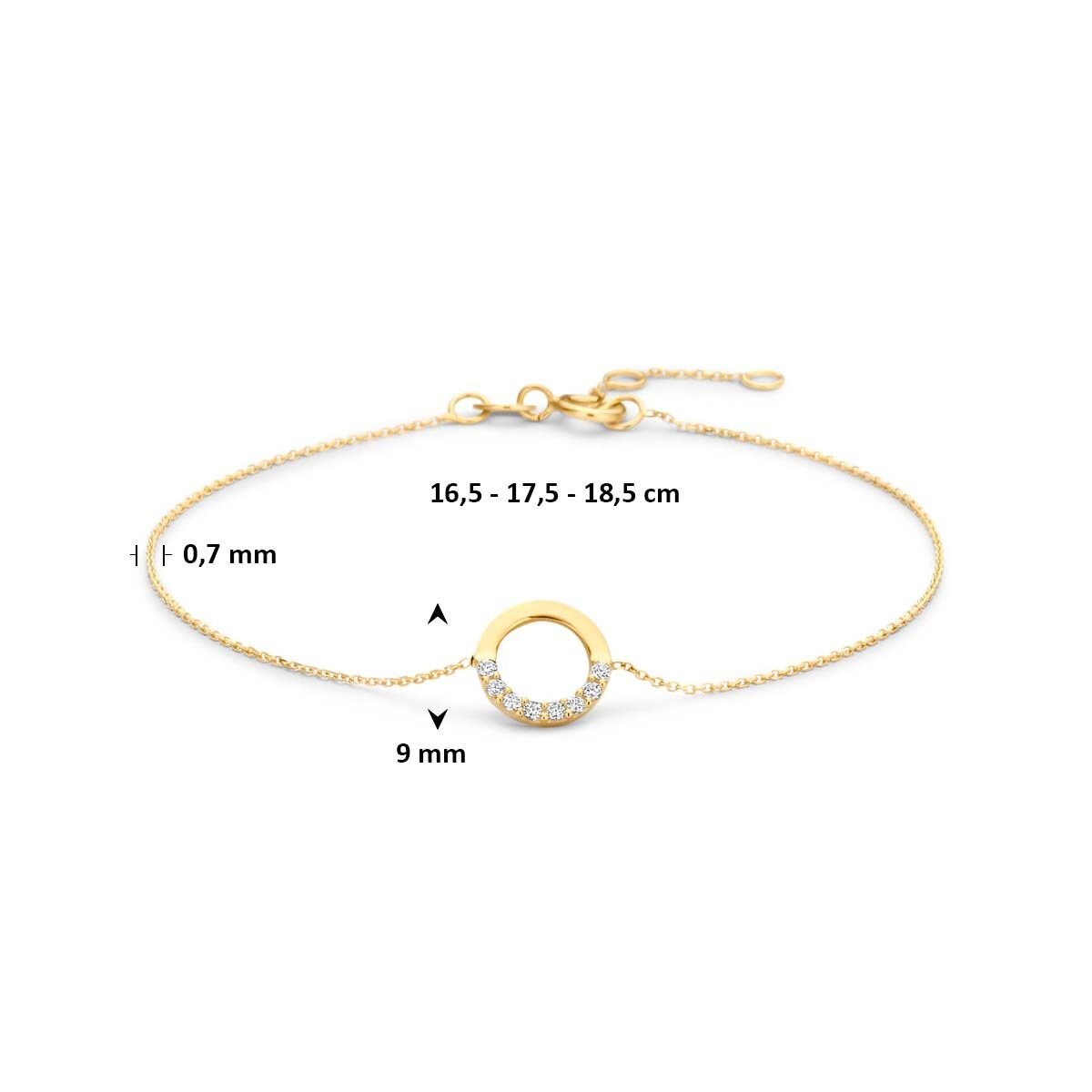 9k Geelgouden armband met zirkonia