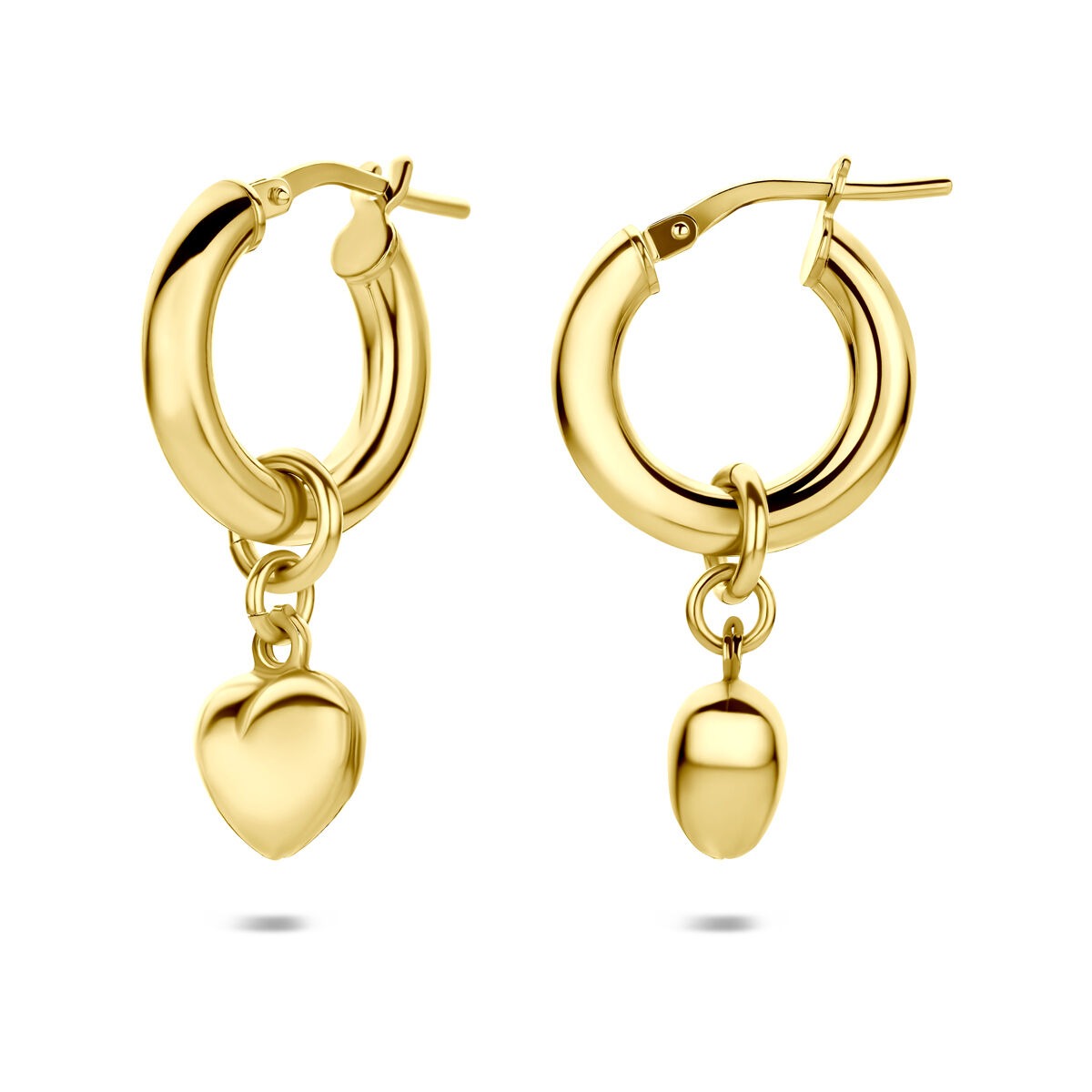 Créoles en argent 925 plaqué or avec cœur pour femme