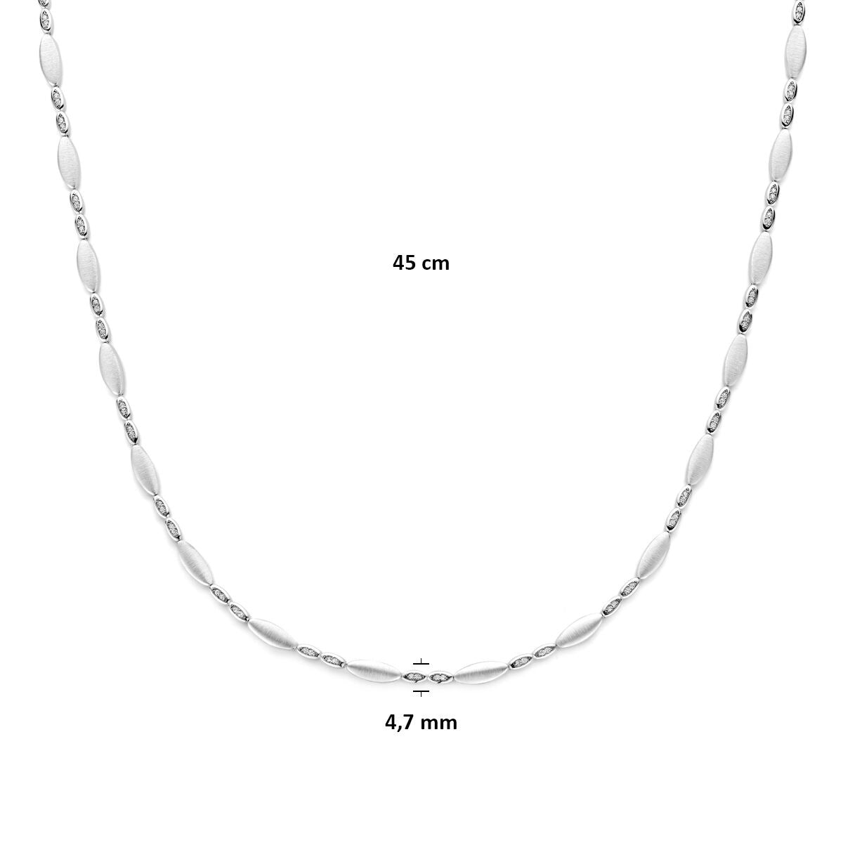 Collier en argent avec zircone pour femme 4,7 mm 45 cm