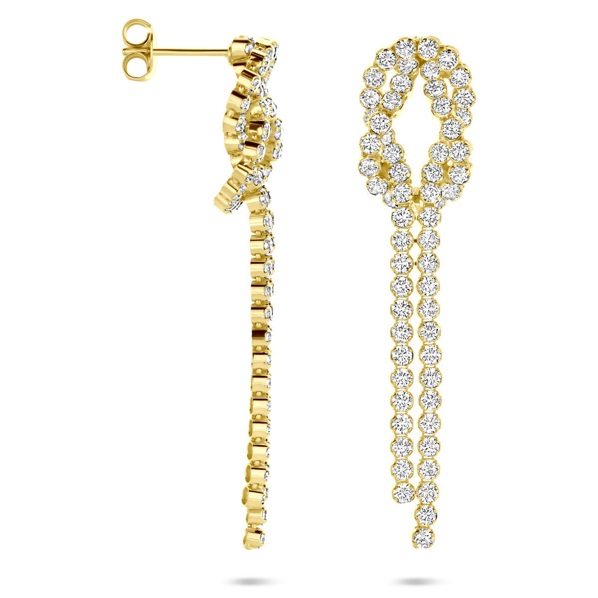 Boucles d'oreilles en argent plaqué or avec zircone – 53 mm