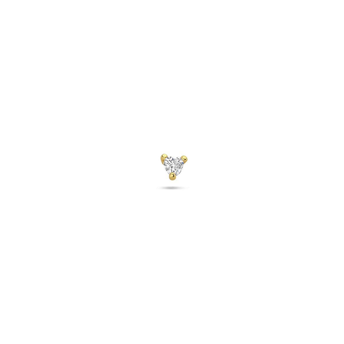 Piercing plat arrière en argent plaqué or en forme de cœur avec zircone – argent 925