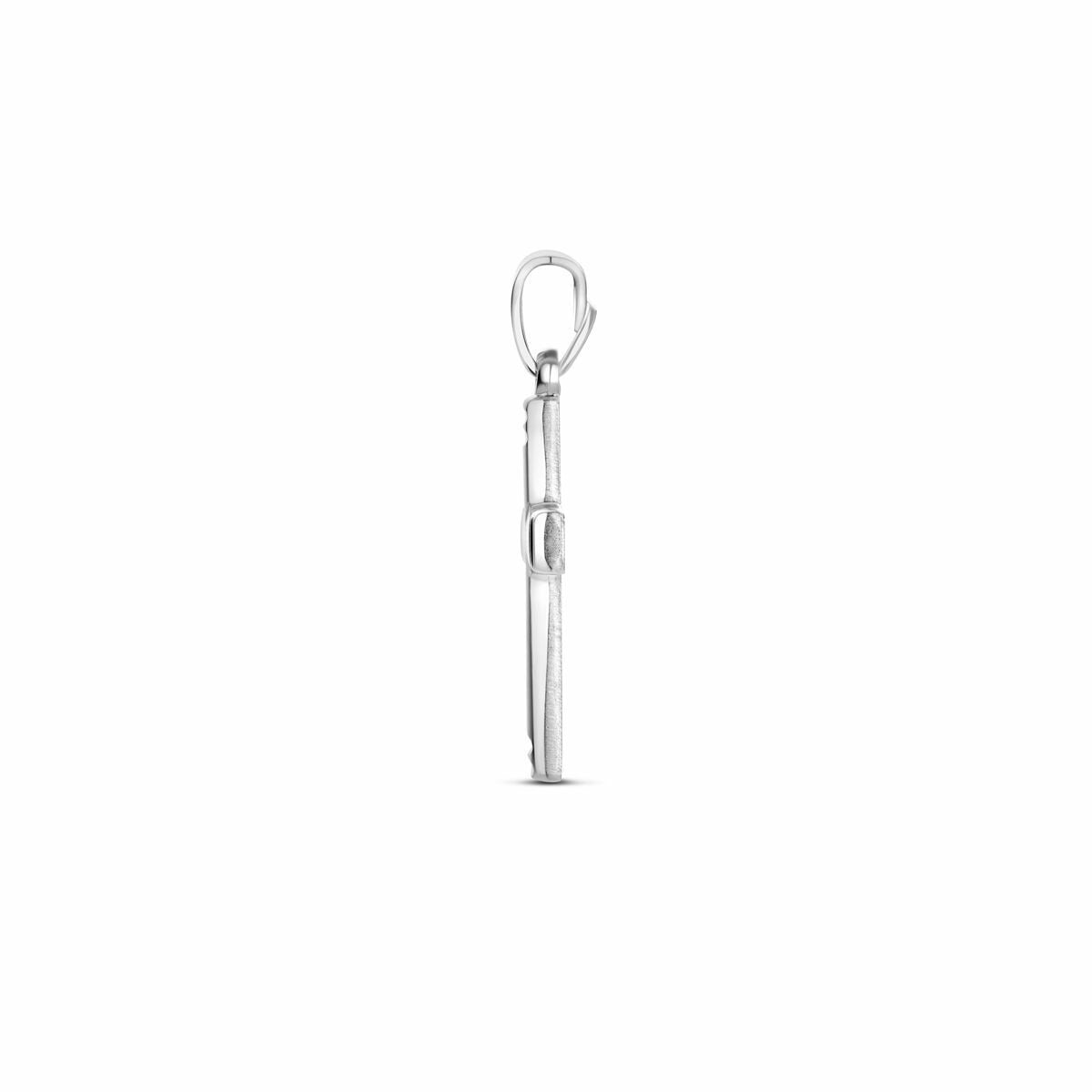 Pendentif croix en argent – rhodié 925 argent avec finition mate, polie et diamantée