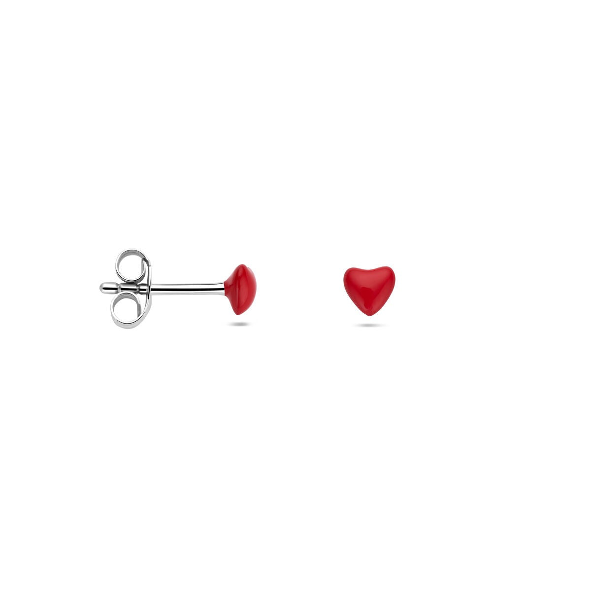 Puces d'oreilles en argent pour enfant en forme de cœur rhodiées 4mm