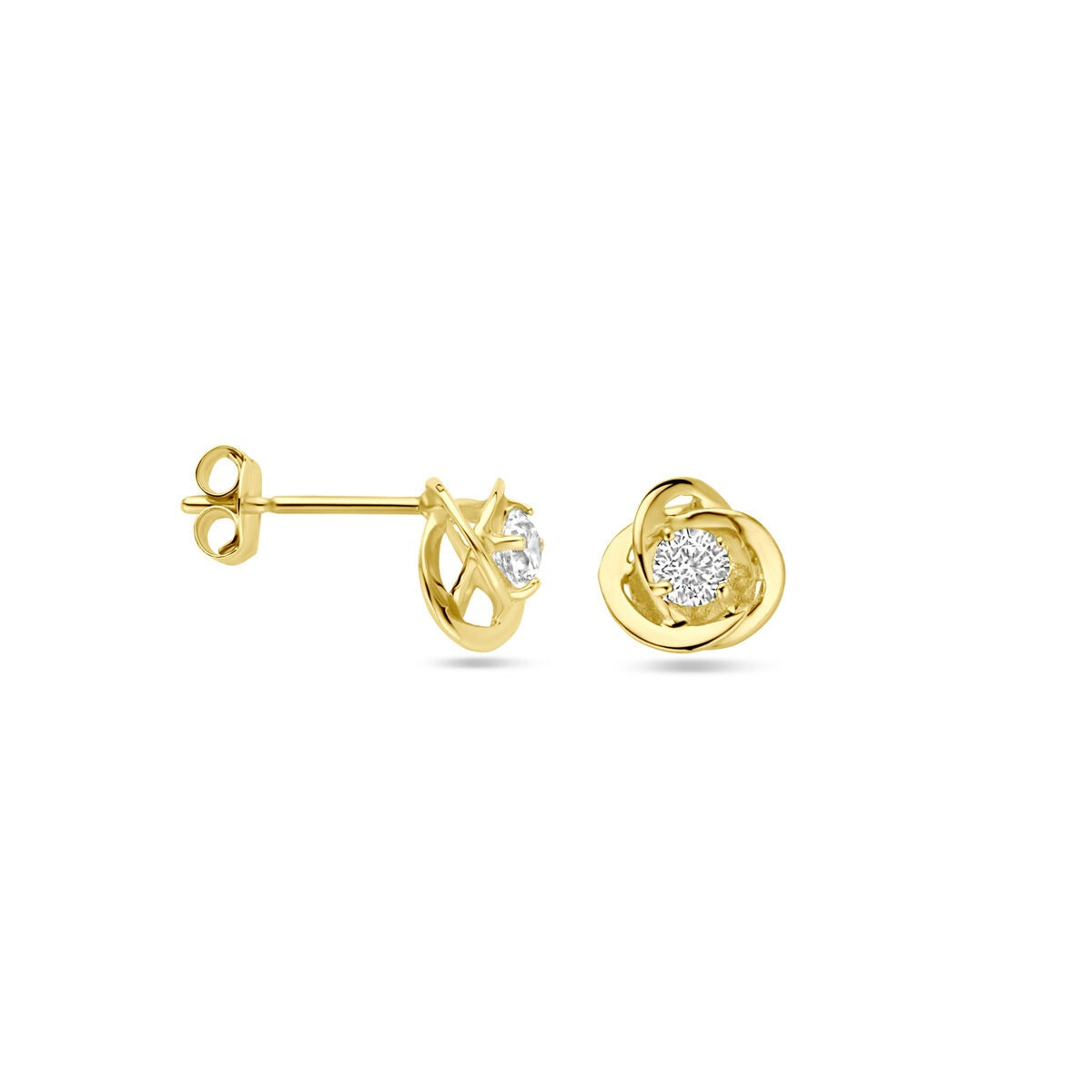 puces d'oreilles en or jaune 9k avec zircone – 7 mm