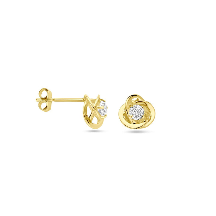 9k geelgoudkleurige oorknoppen met zirkonia – 7 mm