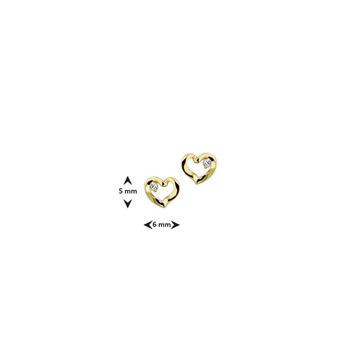 Puces d'oreilles en or en forme de cœur avec zircone – 14k