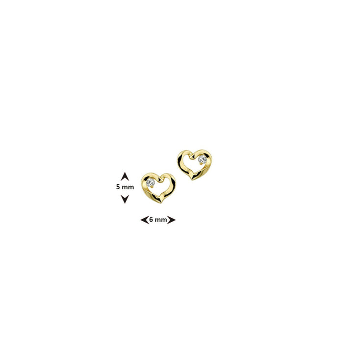 Gouden hart oorknoppen met zirkonia – 14k