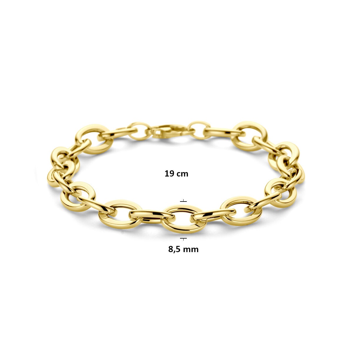 Bracelet pour femme en or jaune 14k avec mailles de fil 8,5 mm 19 cm
