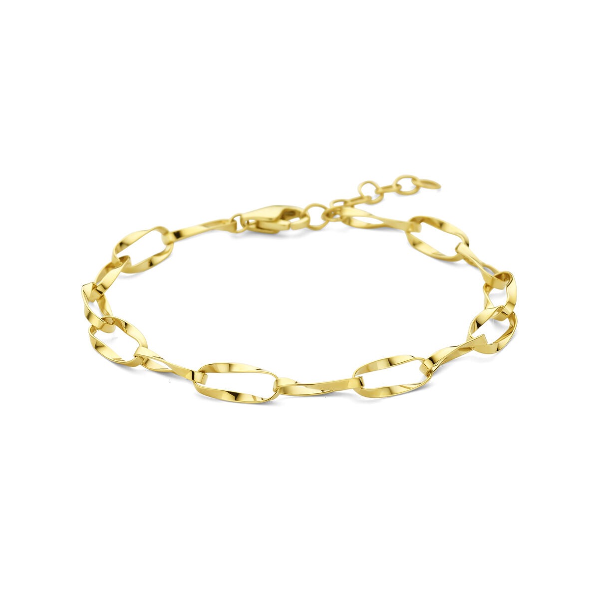Bracelet en or jaune 14 carats avec maillons en forme d'ancre.