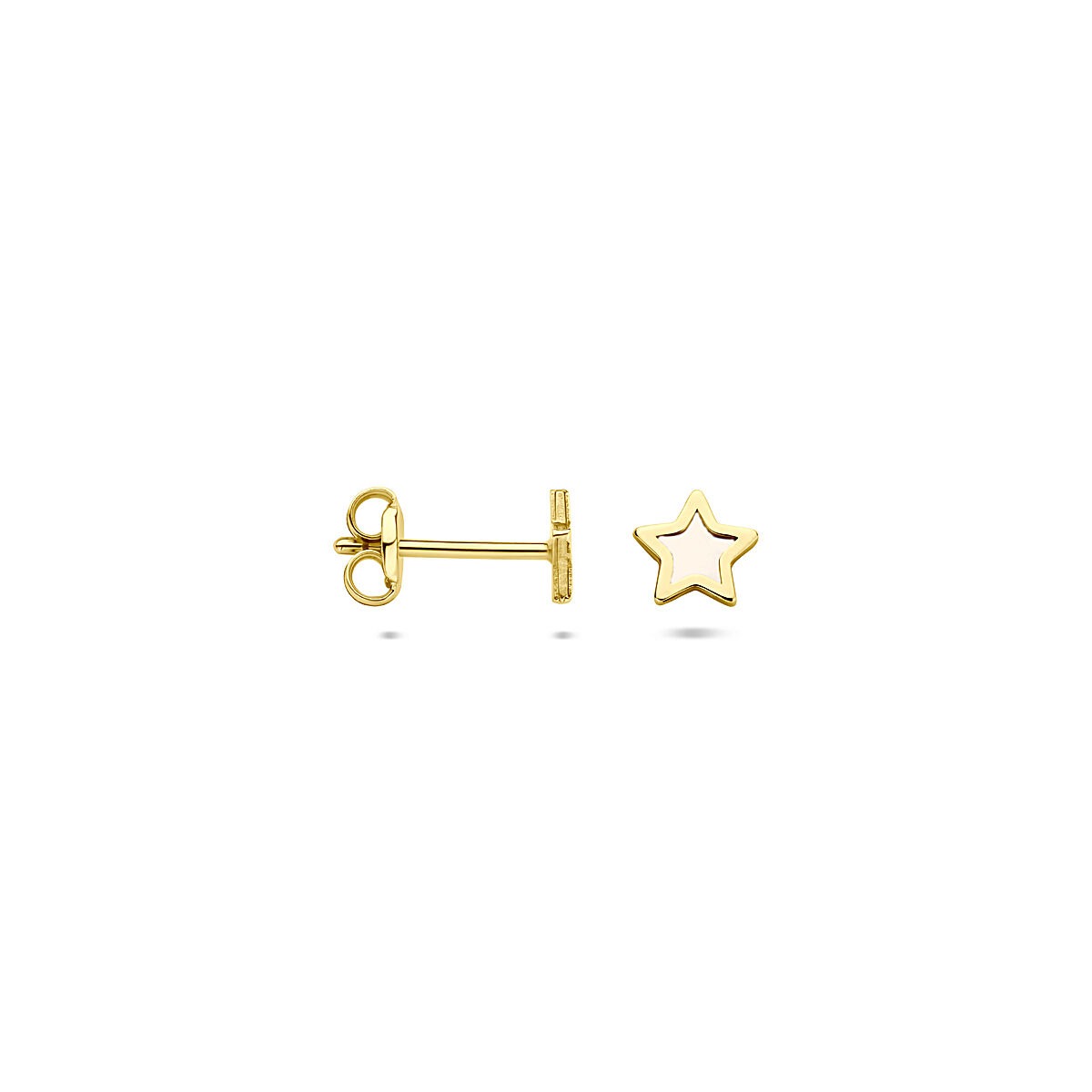Puces d'oreilles en or jaune 14k en forme d'étoile avec nacre