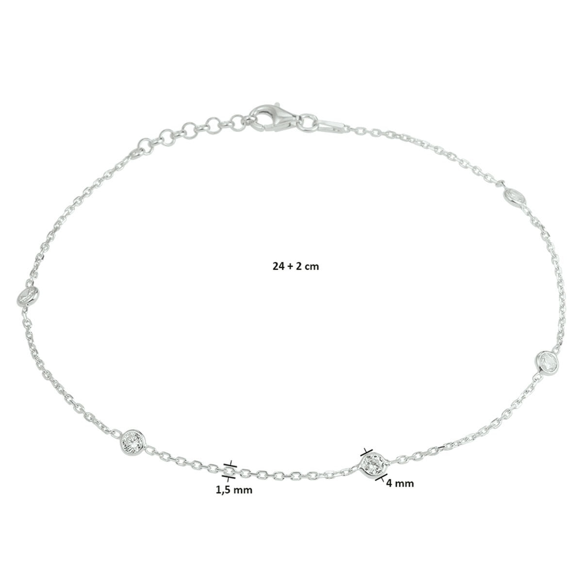 Bracelet de cheville en Argent Rhodié avec Rangée de Zircones