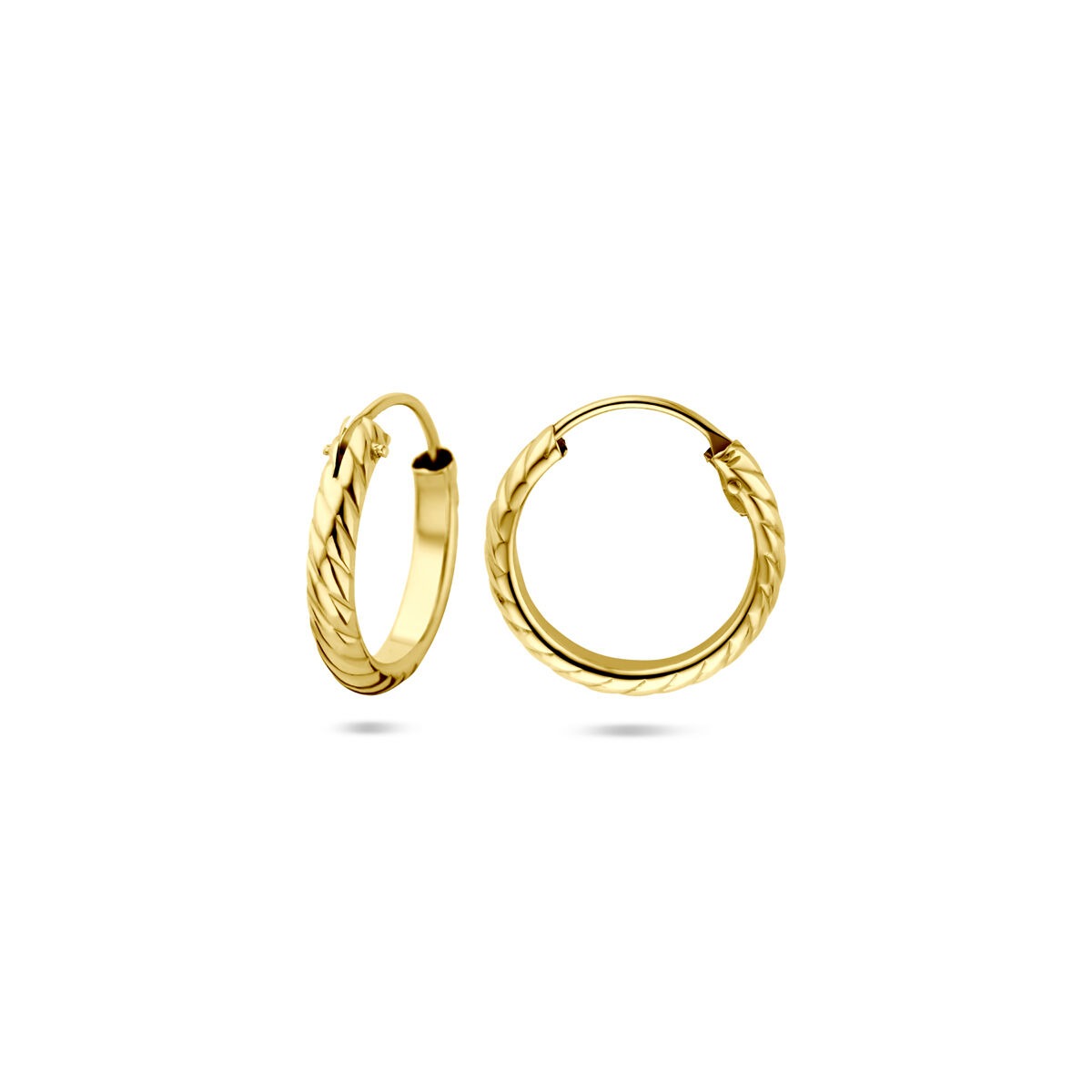 créoles en or jaune torsadées 14k