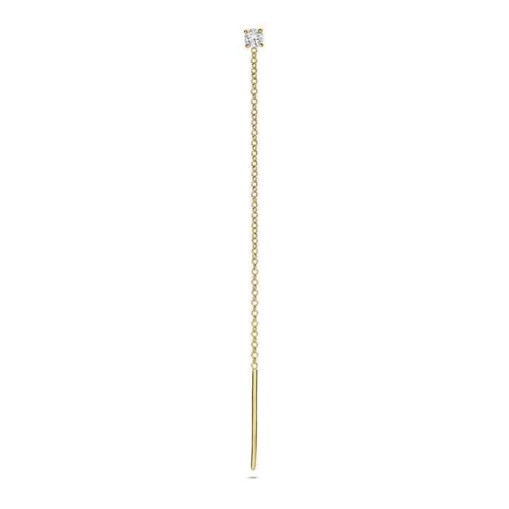 14k Geelgouden doortrekoorbel met diamant – per stuk