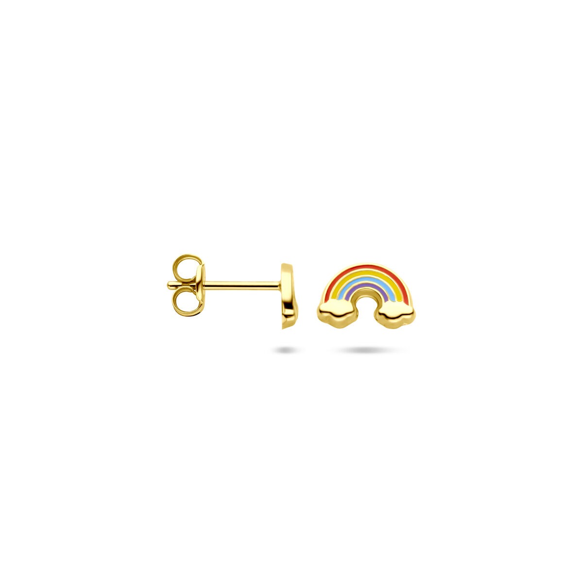 puces d'oreilles en or jaune 14k arc-en-ciel