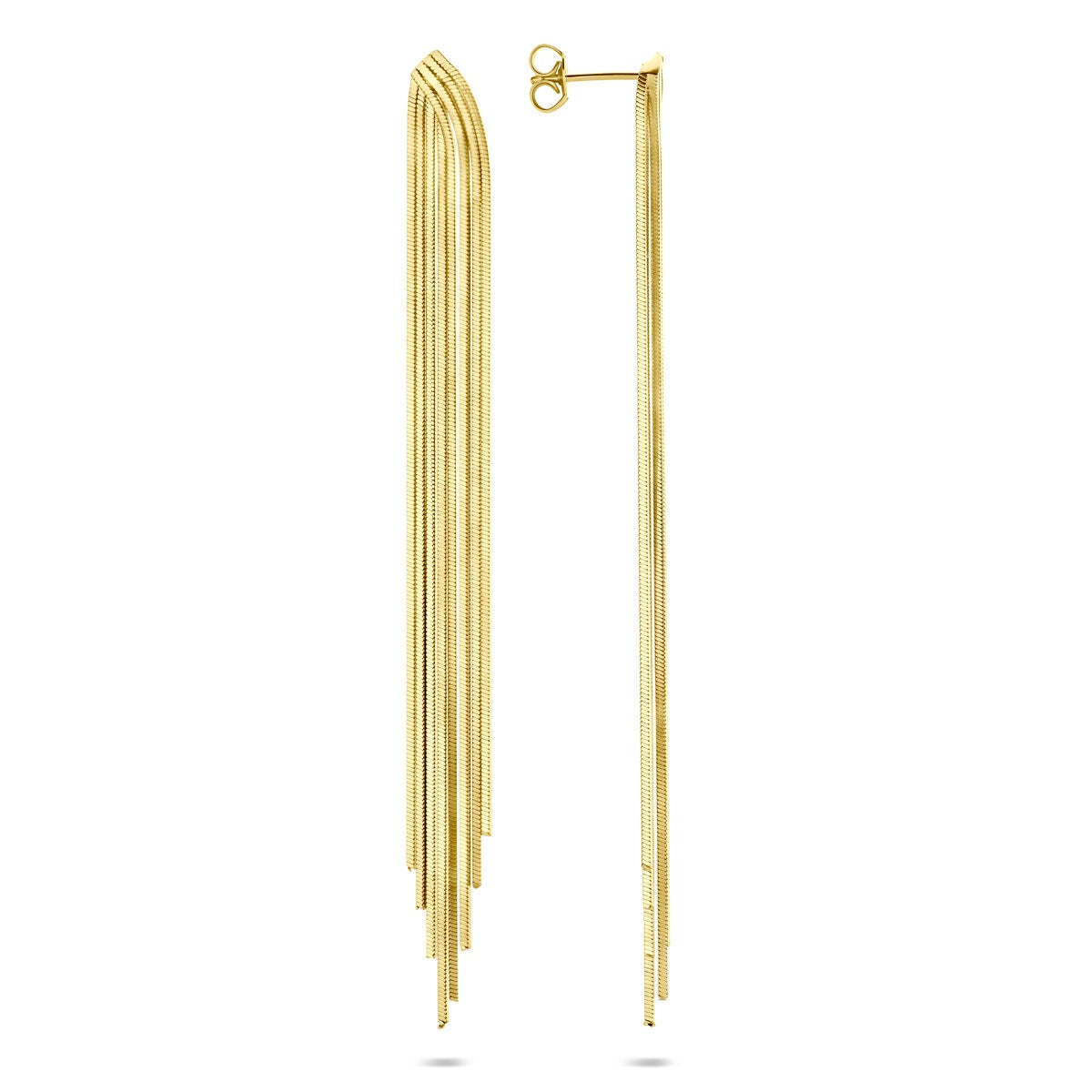 Boucles d'oreilles plaquées or – or jaune sur argent 925, 95 mm de long