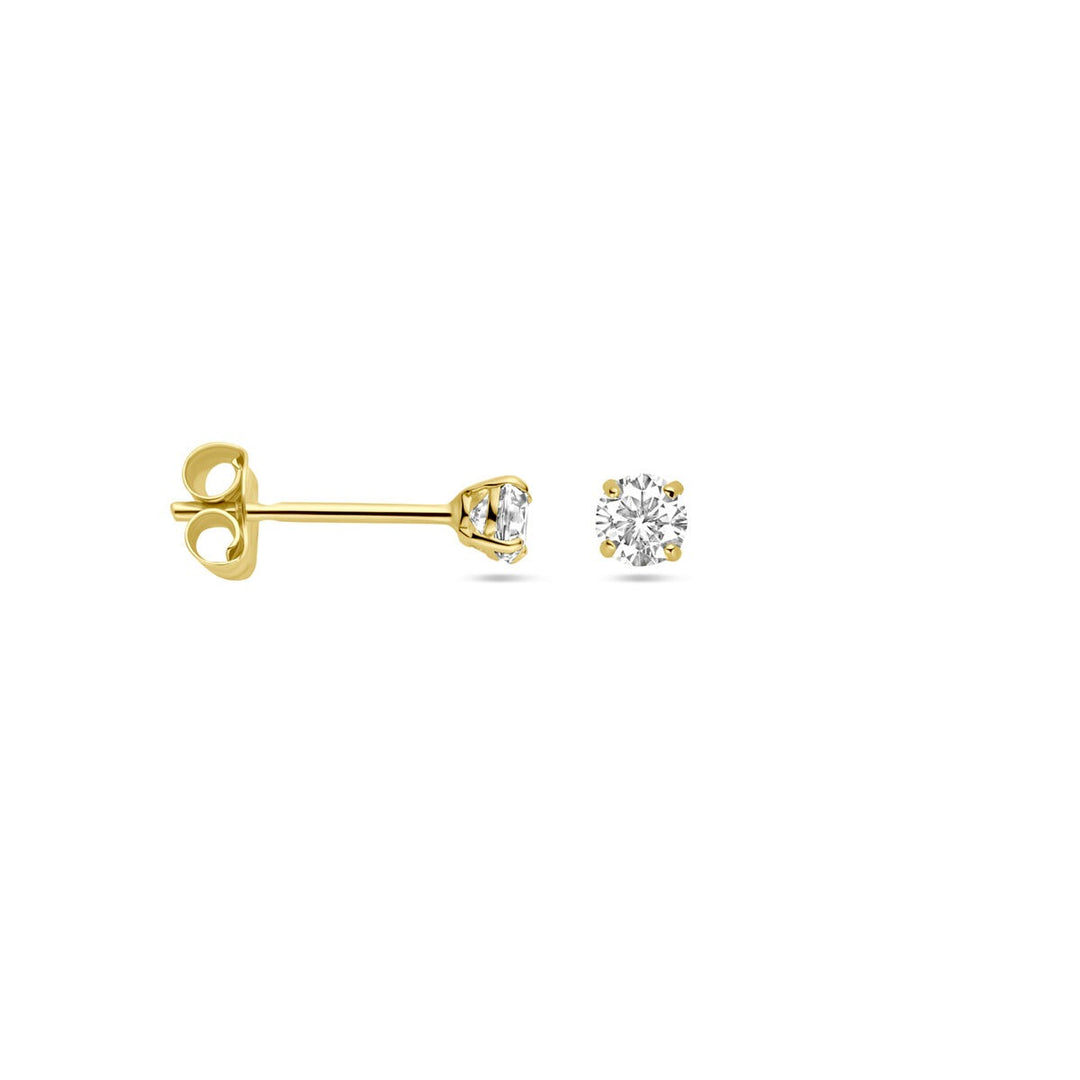 Gouden oorknoppen met zirkonia – 14k, solitaire zetting
