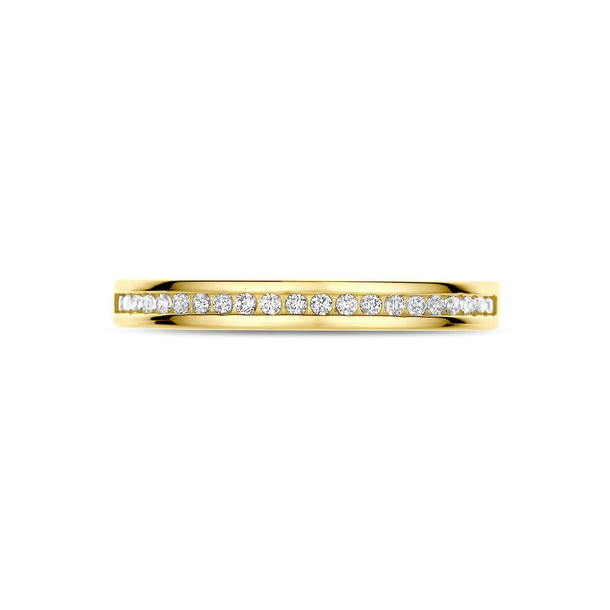 Bague en or jaune 14k avec zircone – alliance à sertissage, 2.5 mm de large