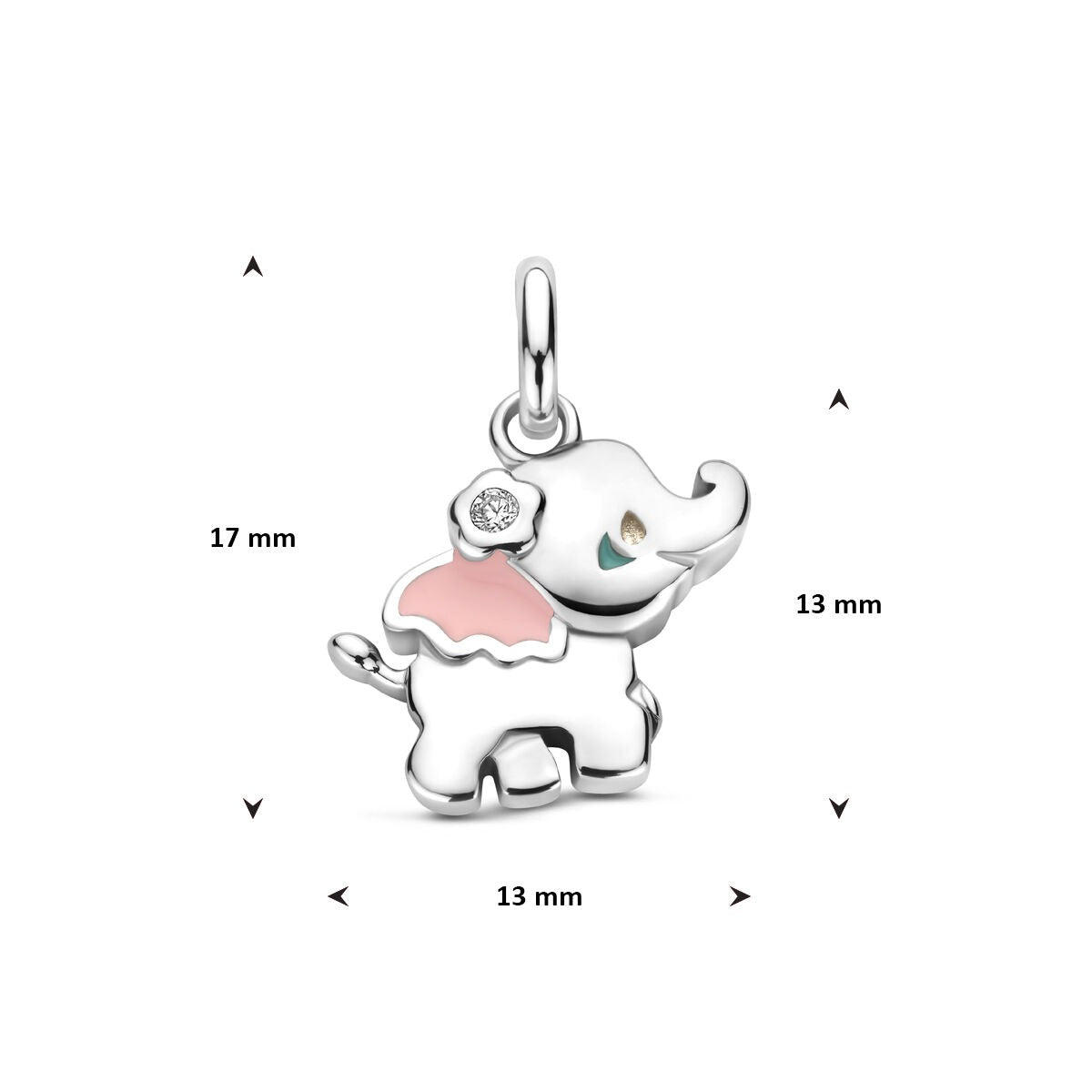 Pendentif pour enfant éléphant en argent avec zircone – 925 rhodié
