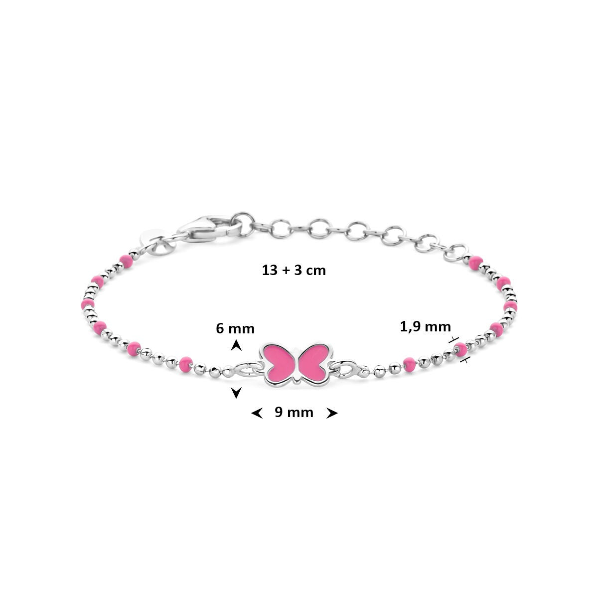 Bracelet pour enfant en argent 925 rhodié avec papillon