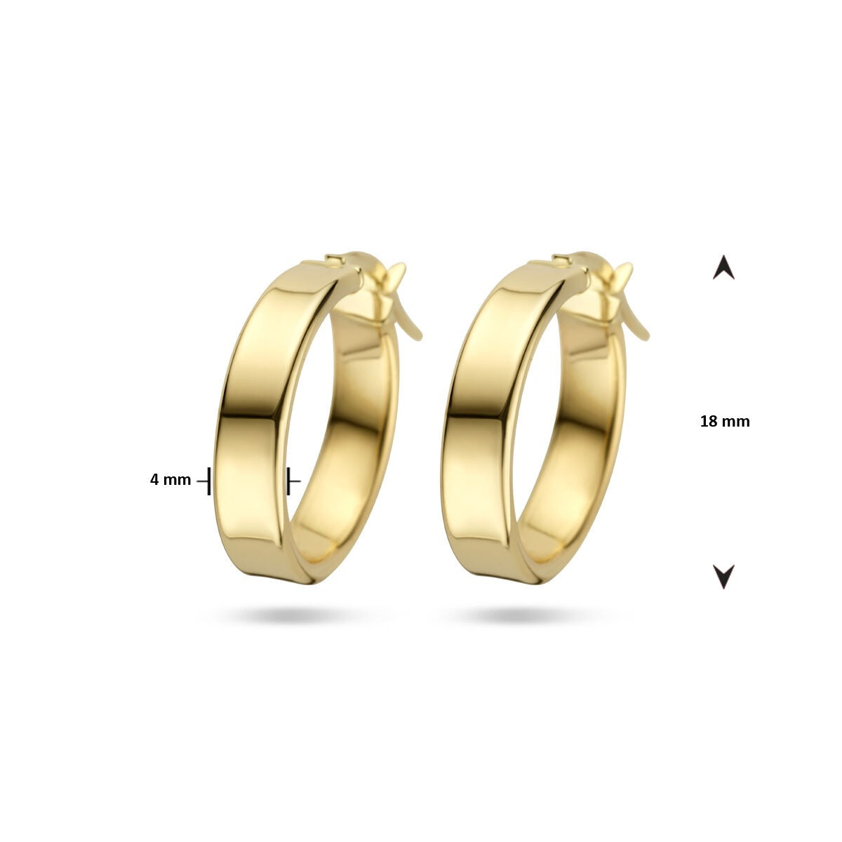 Créoles en or jaune 14k avec une épaisseur de 4 mm