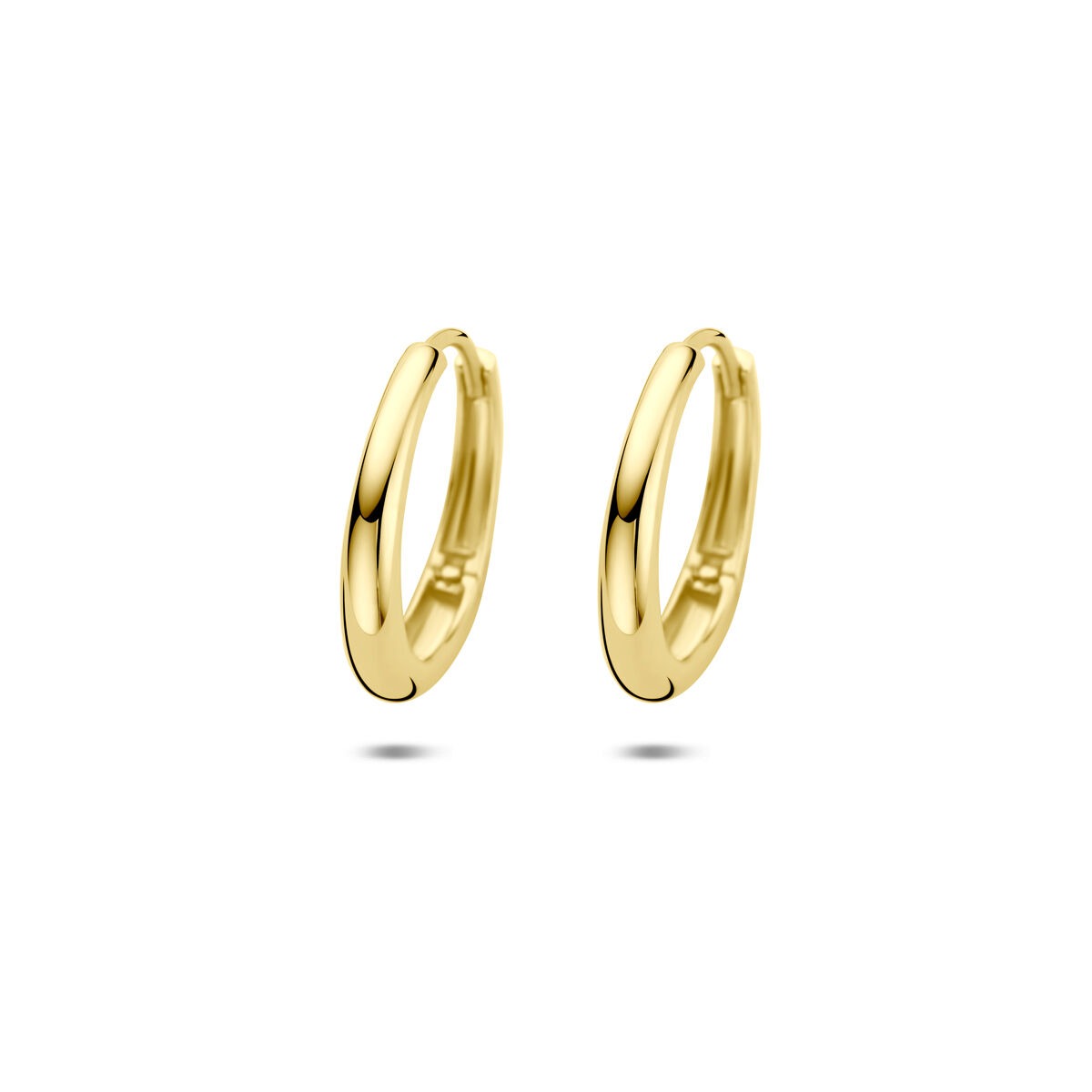 Boucles d'oreilles en or jaune 14 carats, de forme ronde et lisse.