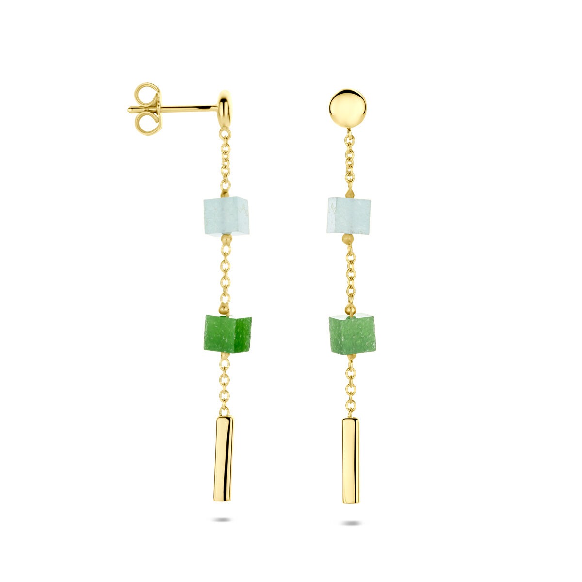 Boucles d'oreilles en or 14k avec quartzite bleu et vert – pour femme