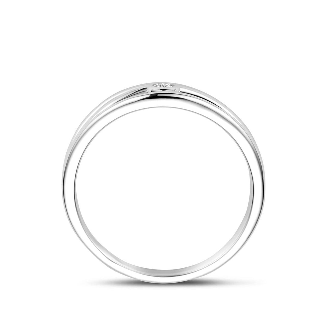 Gerhodineerd 925 zilveren ring met zirkonia