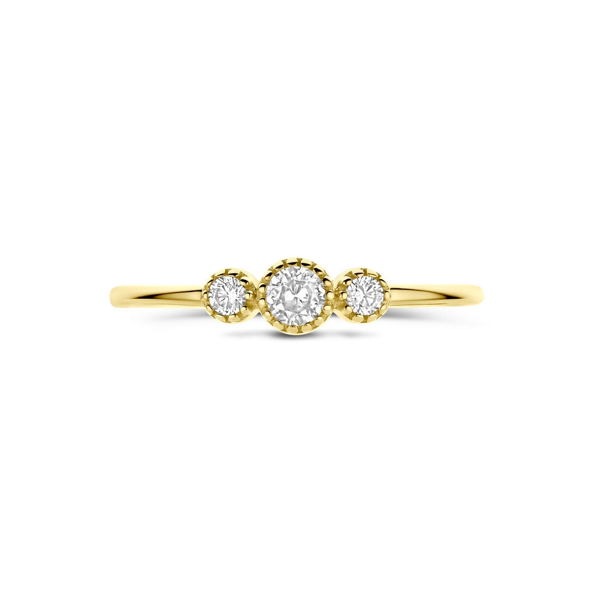 Bague pour femme en or jaune 9k avec zircone – 4 mm de large