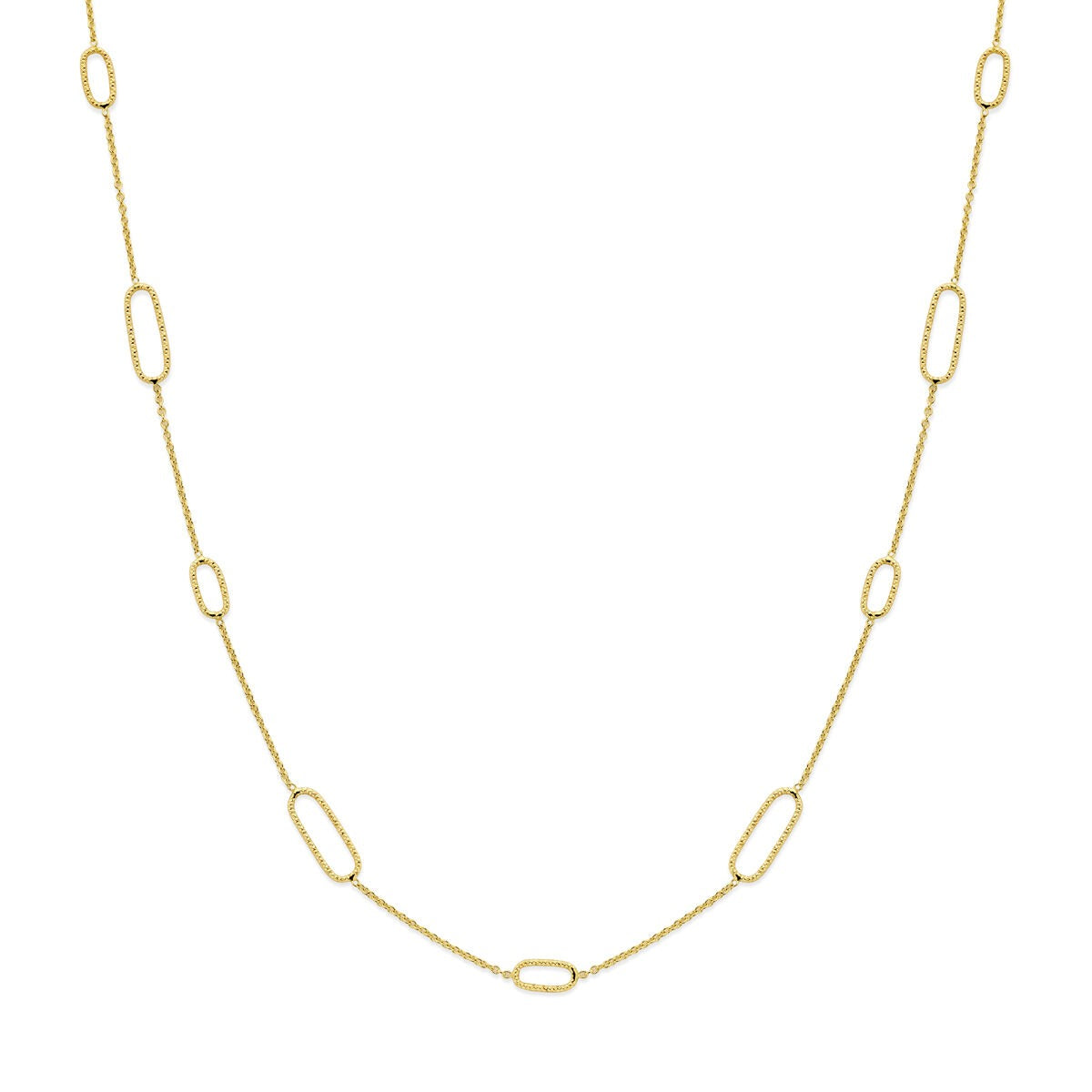 Collier en or jaune 14 carats avec maillons ovales.