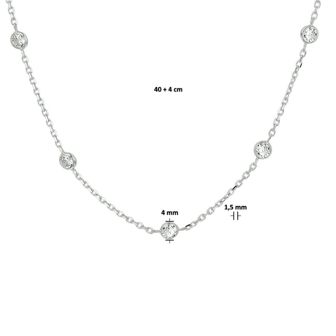 Zilveren anker collier met zirkonia – gerhodineerd 925 zilver