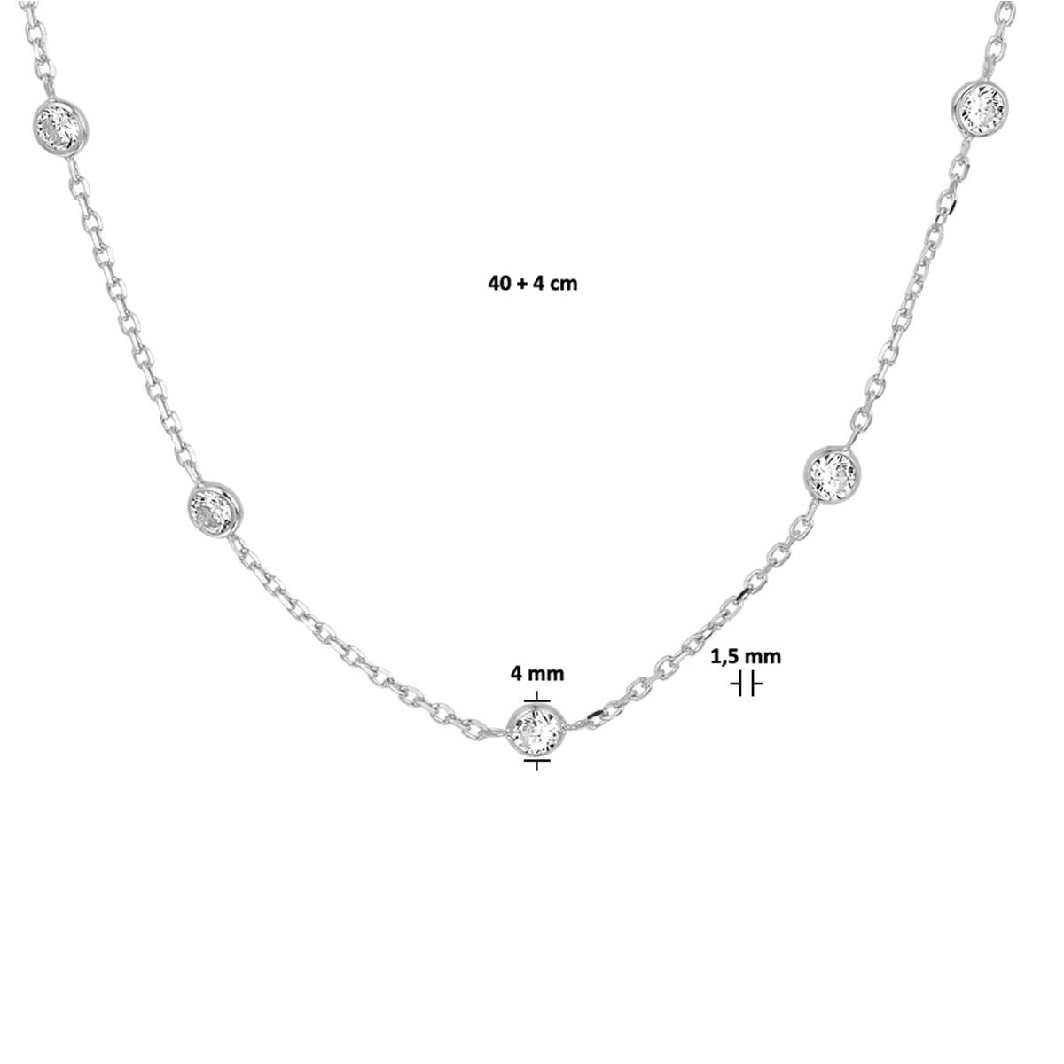 Collier ancre en argent avec zircone – rhodié argent 925