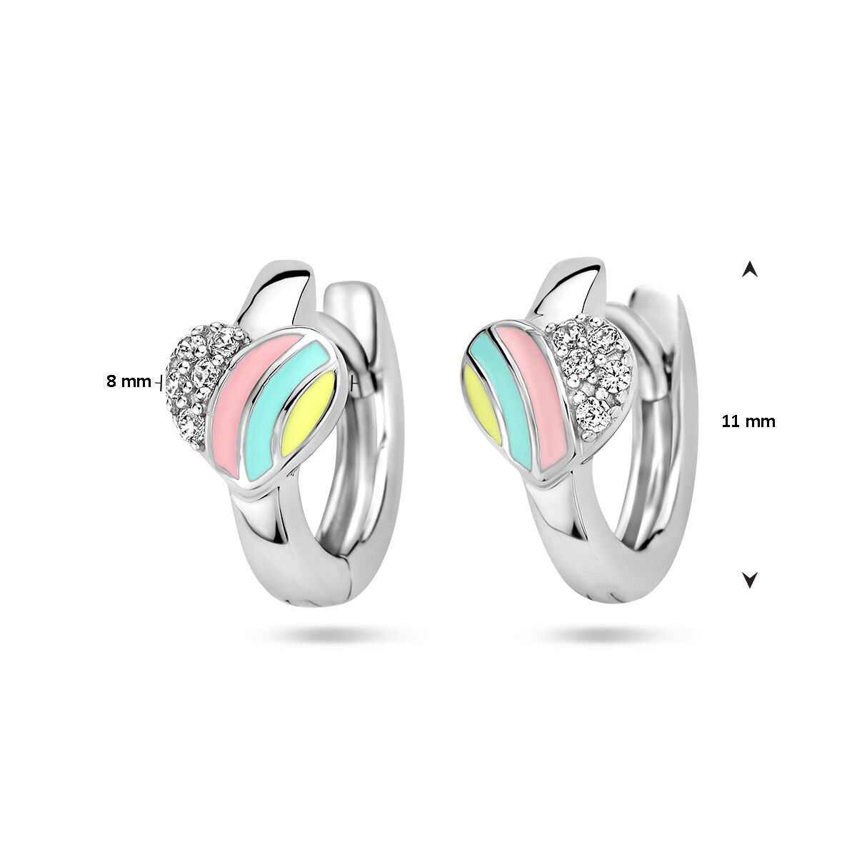 Boucles d'oreilles pour enfant en argent – rhodiées avec cœur et zircone