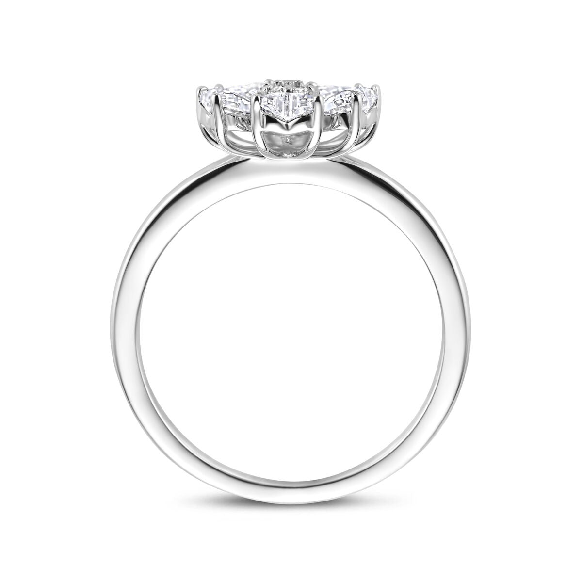 Bague pour femme en argent rhodié avec zircone en forme de cœur – 10 x 10,5 mm