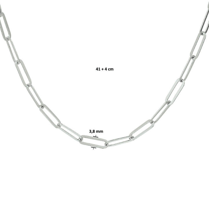 Zilveren paperclip ketting – gerhodineerd 925