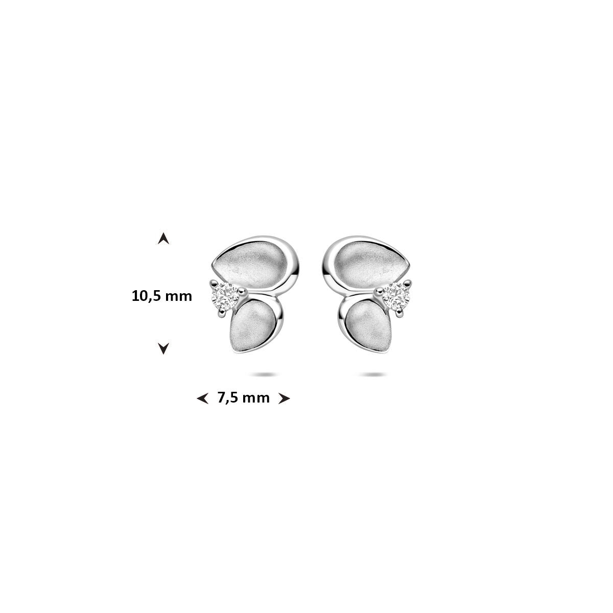 Puces d'oreilles rhodiées en argent avec zircone