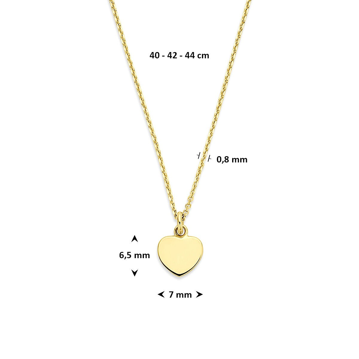 Collier en or jaune 14k avec cœur