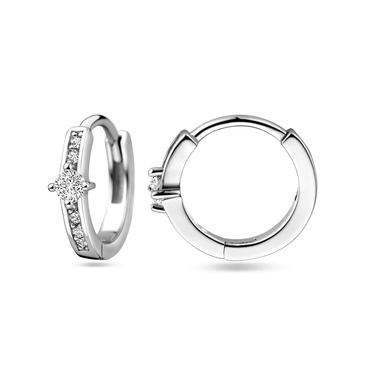 Créoles en argent rhodié avec zircone