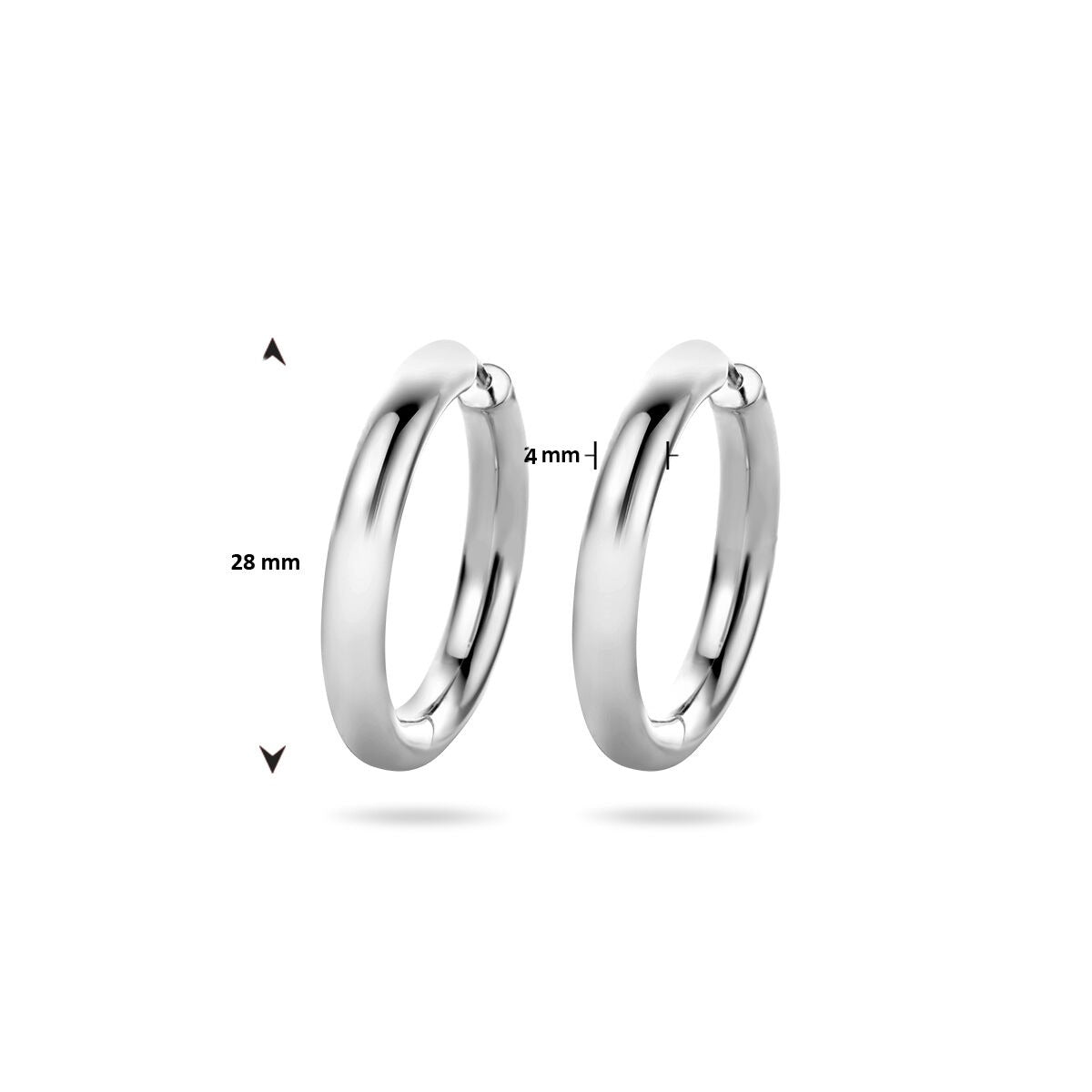 Boucles d'oreilles en argent pour femme – rhodié 925 argent 28x4 mm