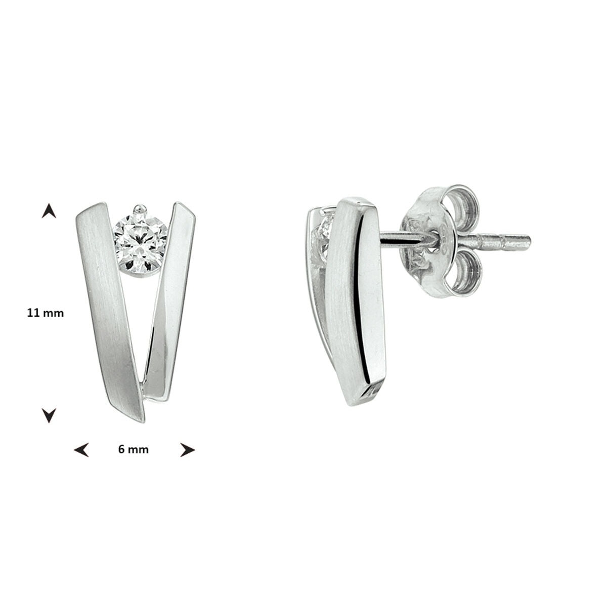 Puces d'oreilles en argent rhodié avec zircone 925