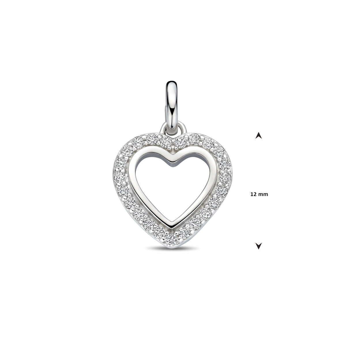 Pendentif en forme de cœur en argent – rhodié argent 925, 17,5 mm de haut