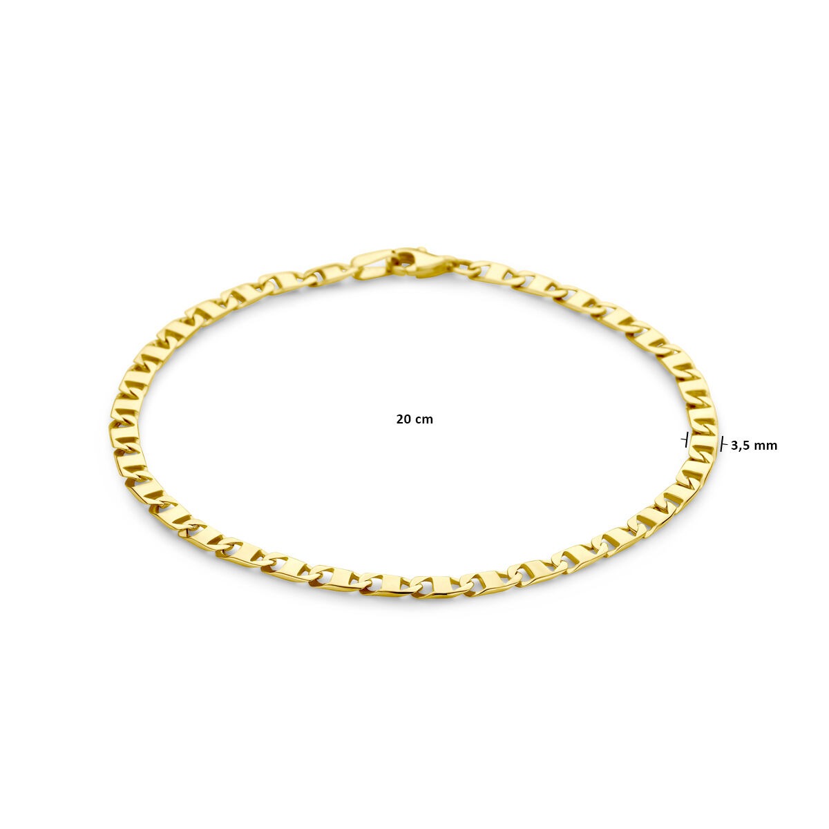 Bracelet pour homme en or jaune 14k – Maille ancre 3.5mm