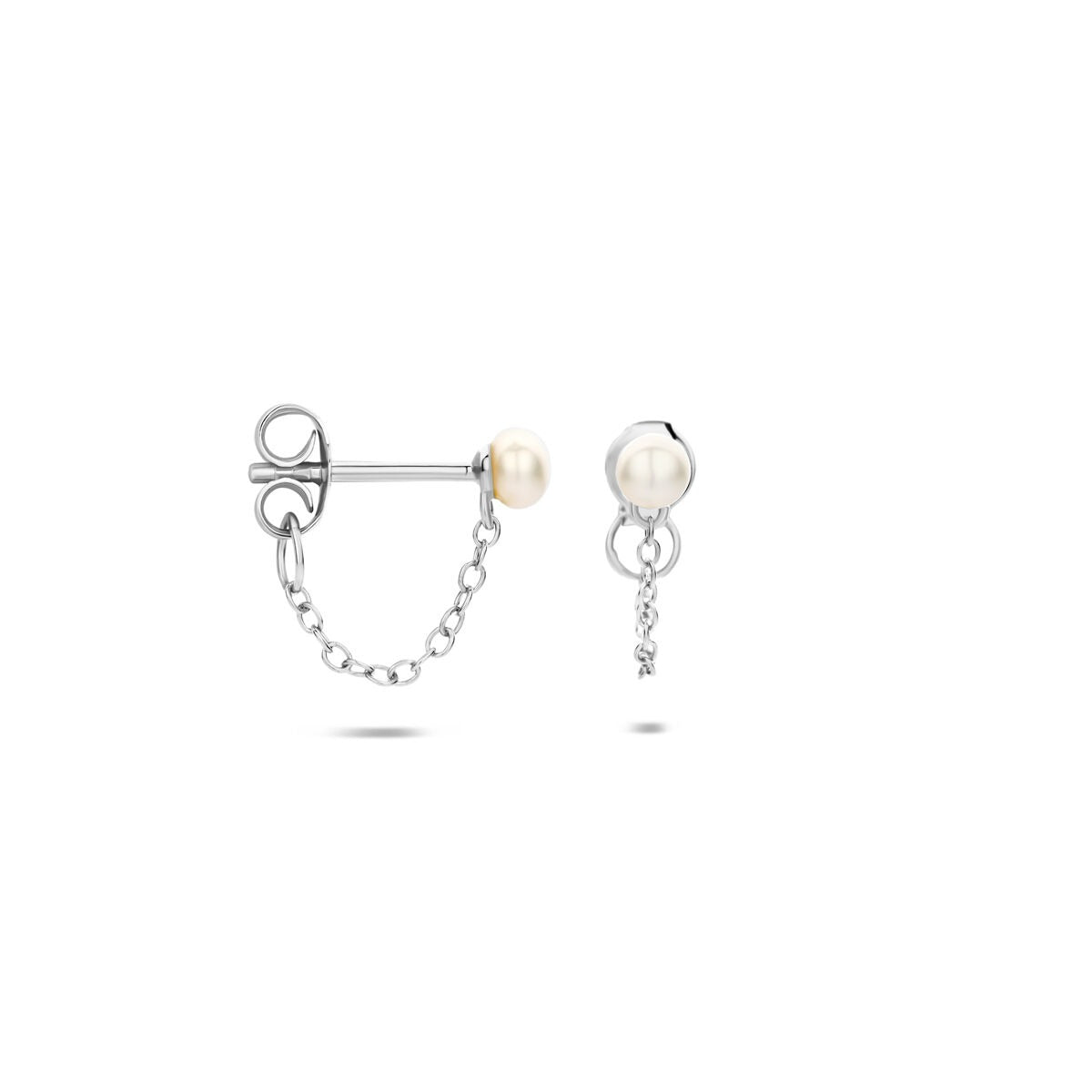 Boucles d'oreilles en argent avec perle – rhodié argent 925