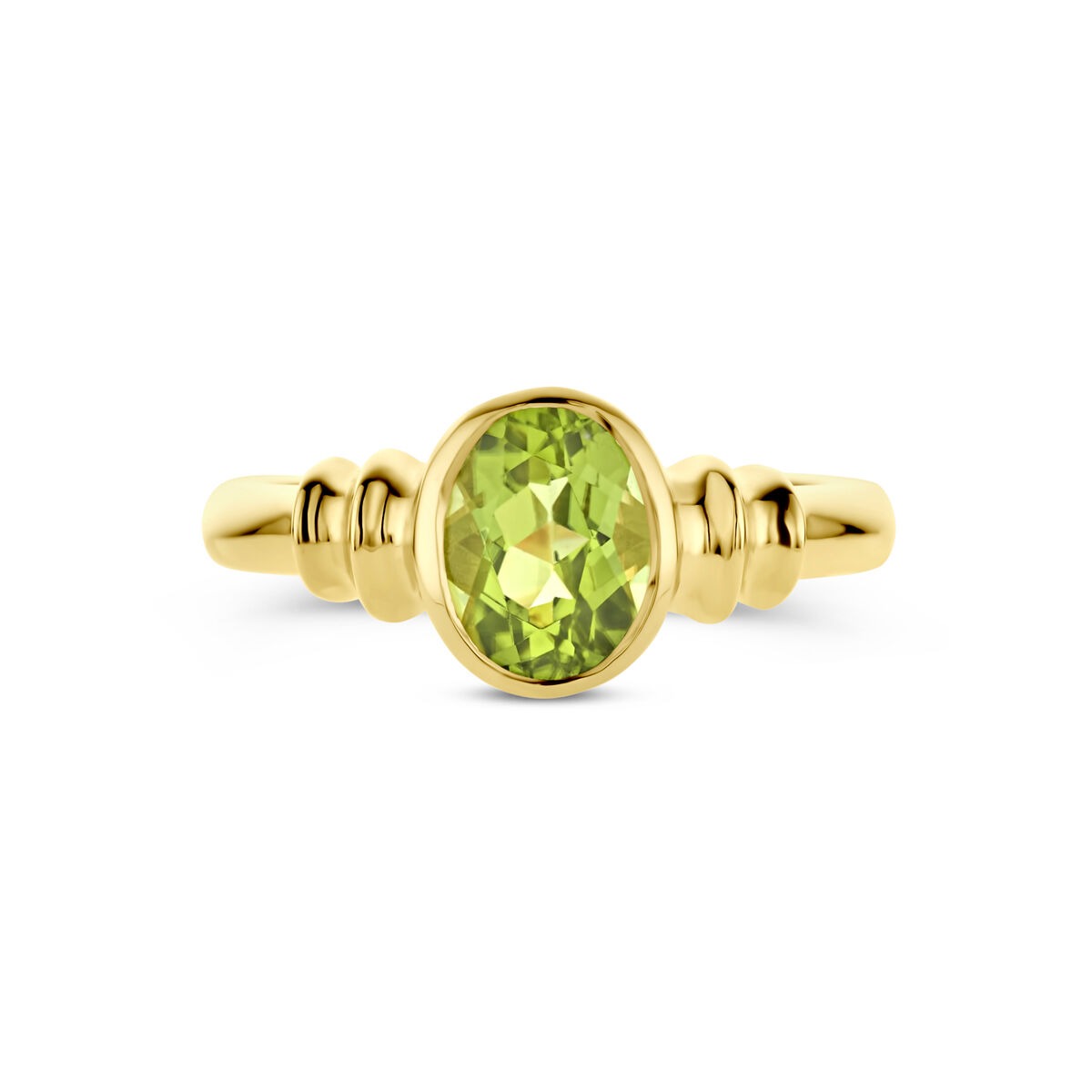 Bague en or pour femme – 14k avec péridot en forme ovale
