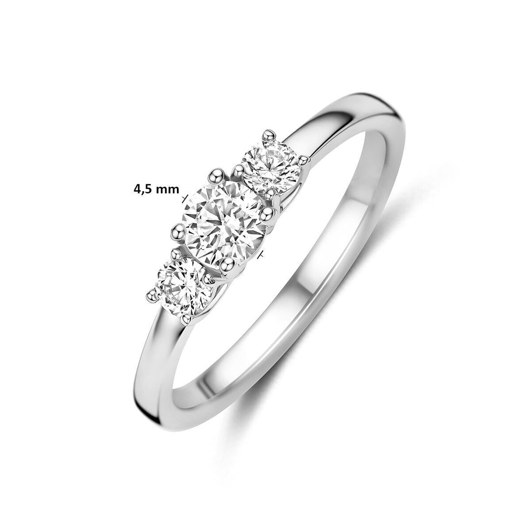 Gerhodineerde 925 zilveren ring met zirkonia