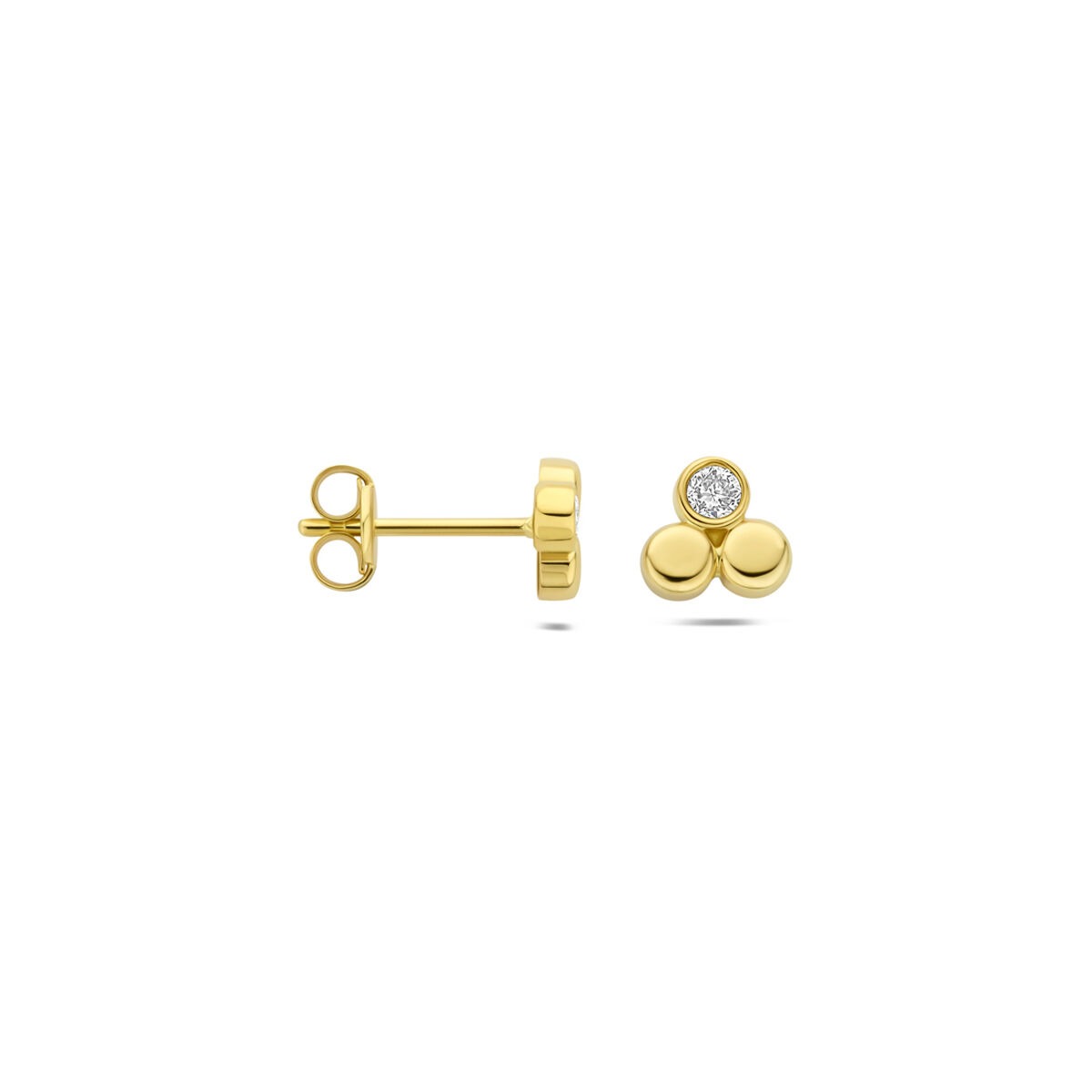 puces d'oreilles en or jaune 14k avec diamant lab grown 0,13 ct