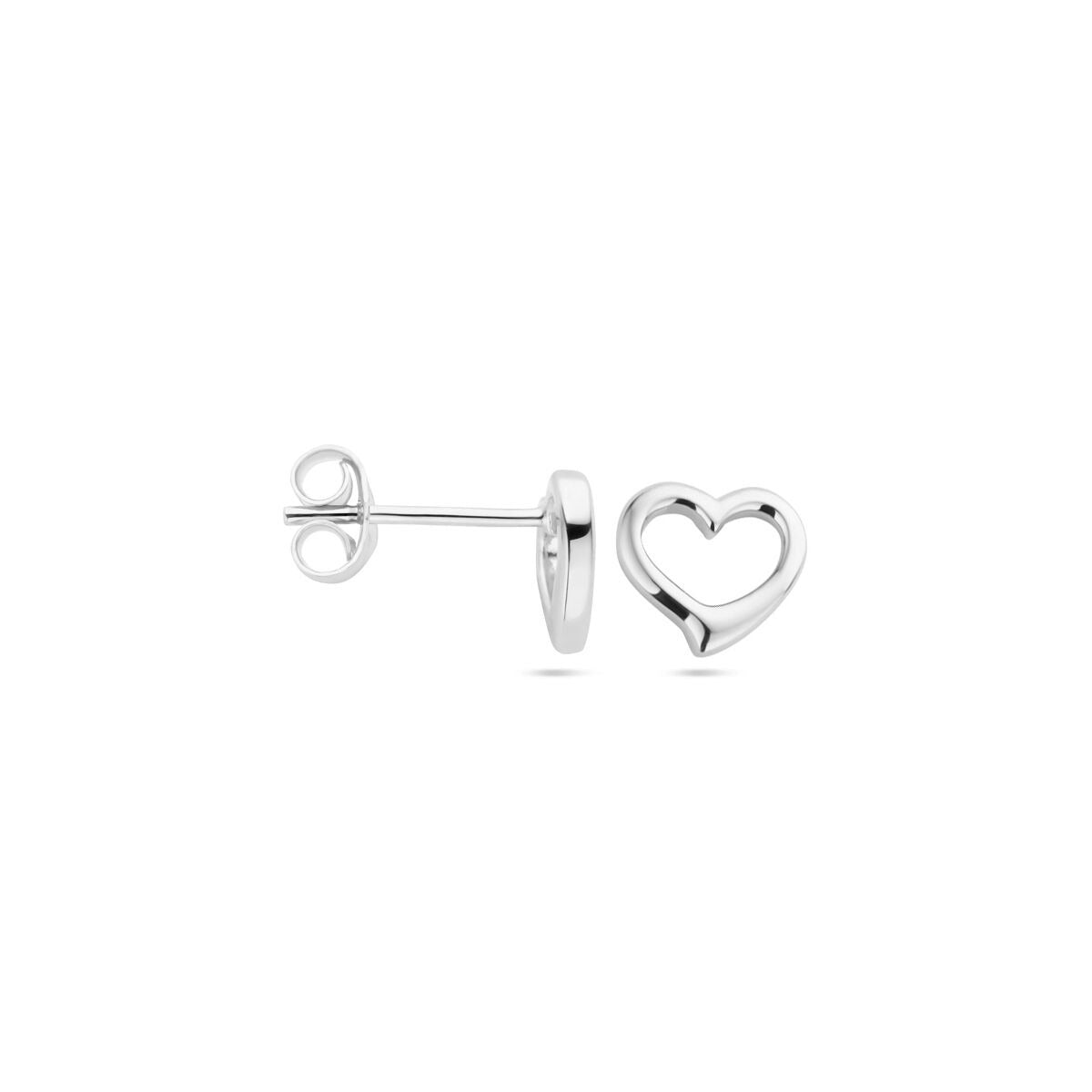 Puces d'oreilles en argent pour femme en forme de cœur – rhodiées 7.5 mm