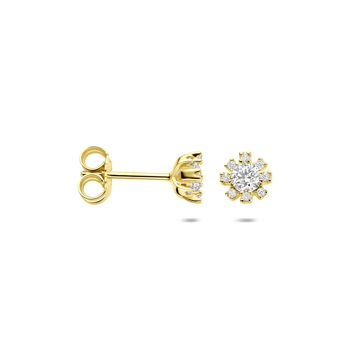 Puces d'oreilles en or 14k avec zircone – Monture entourage