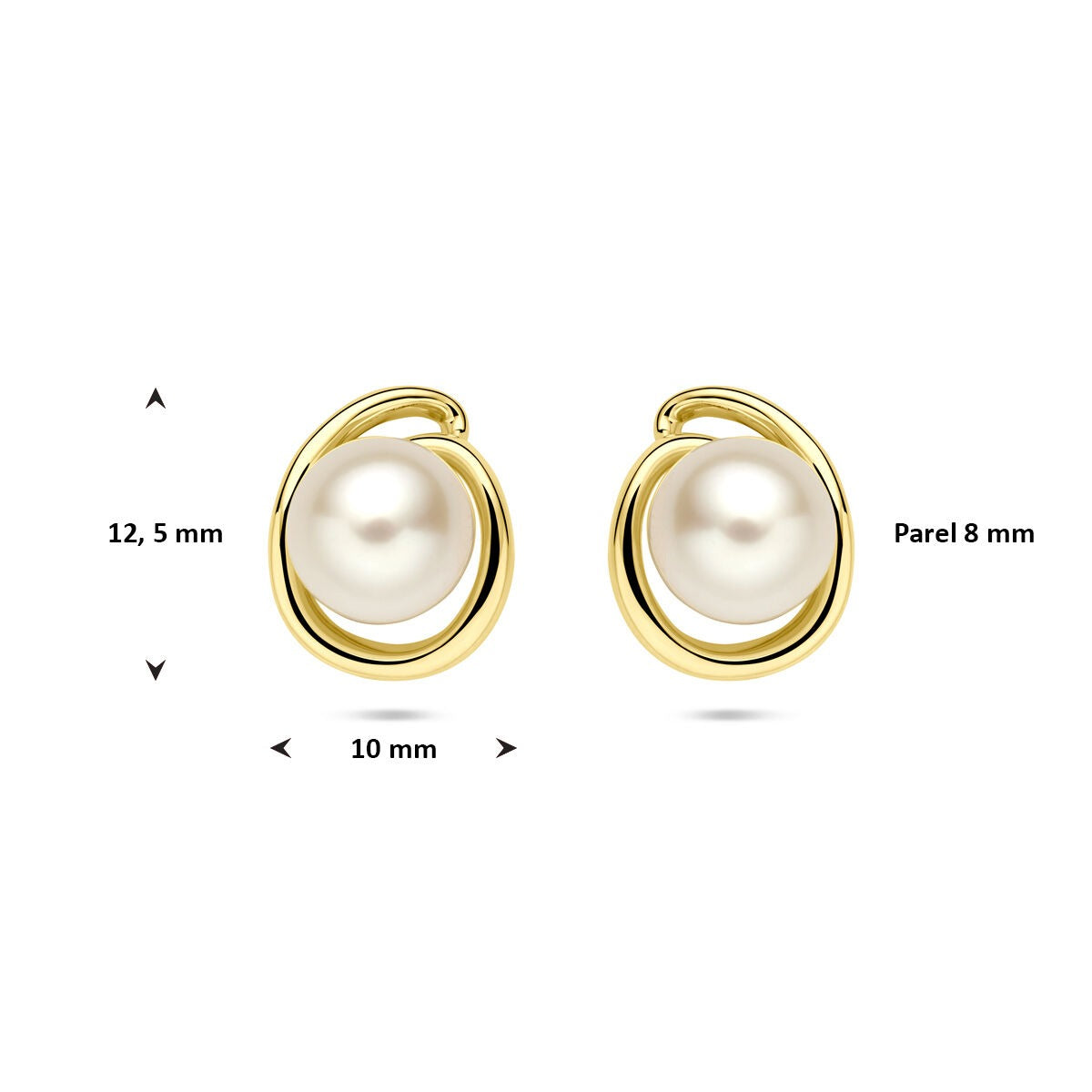 Puces d'oreilles en or jaune 14k avec perles – 8 mm
