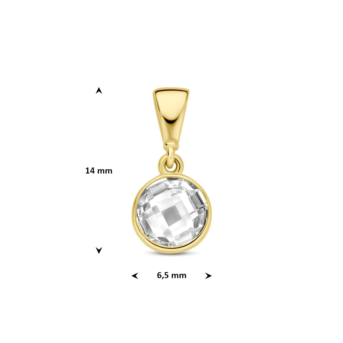 pendentif en or jaune 9k avec zircone ronde